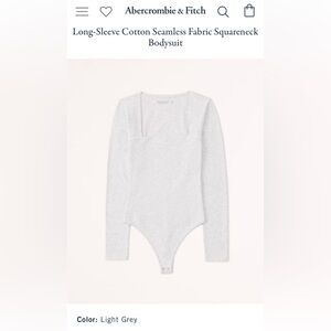 A&F Women's Long-Sleeve Cotton Seamless Fabric Squareneck Bodysuit XL